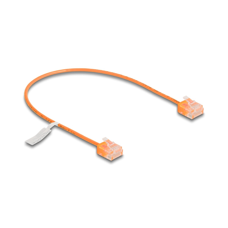 Delock RJ45 Netzwerkkabel Cat.6 UTP Ultra Slim 0,3 m orange mit kurzen Steckern