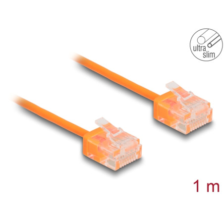 Delock RJ45 Netzwerkkabel Cat.6 UTP Ultra Slim 1 m orange mit kurzen Steckern