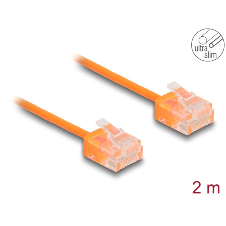 Delock RJ45 Netzwerkkabel Cat.6 UTP Ultra Slim 2 m orange mit kurzen Steckern