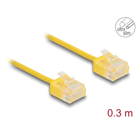 Delock RJ45 Netzwerkkabel Cat.6 UTP Ultra Slim 0,3 m gelb mit kurzen Steckern