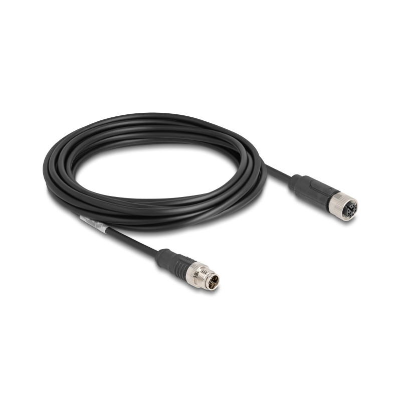 Delock M12 Kabel X-kodiert 8 Pin Stecker zu Buchse PVC 5 m