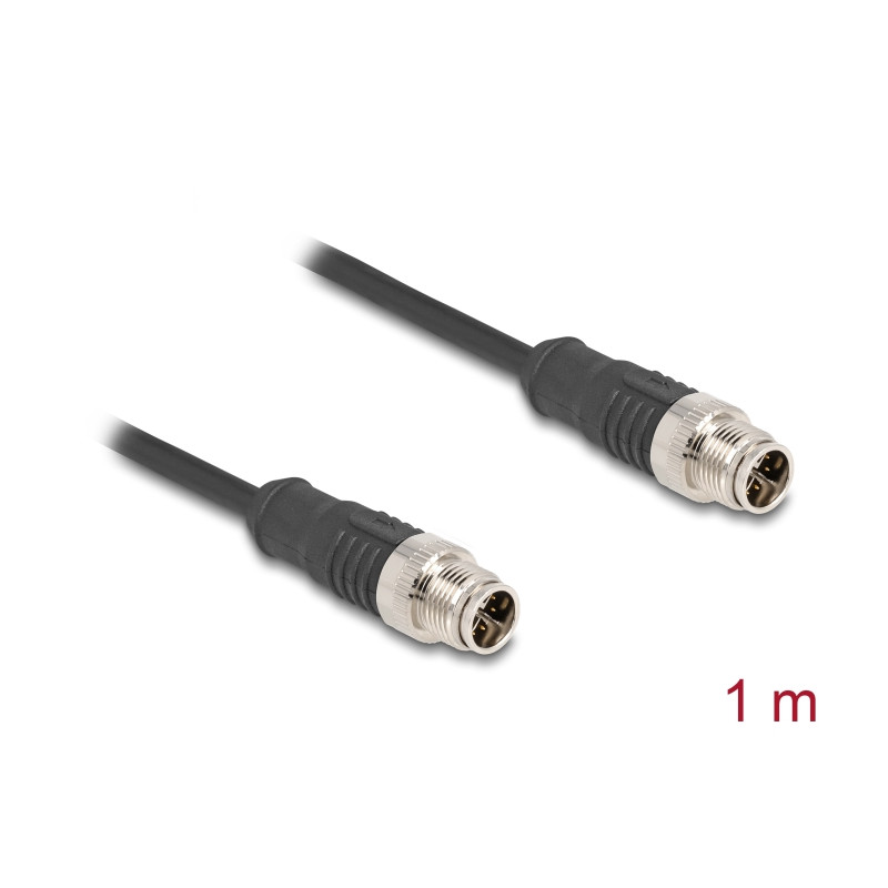 Delock M12 Kabel X-kodiert 8 Pin Stecker zu Stecker PVC 1 m