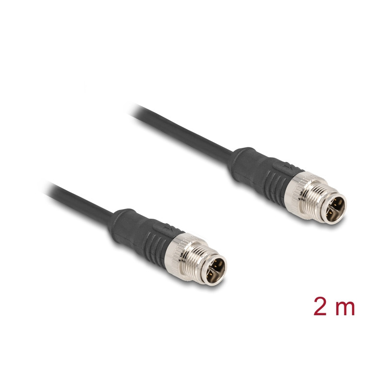 Delock M12 Kabel X-kodiert 8 Pin Stecker zu Stecker PVC 2 m