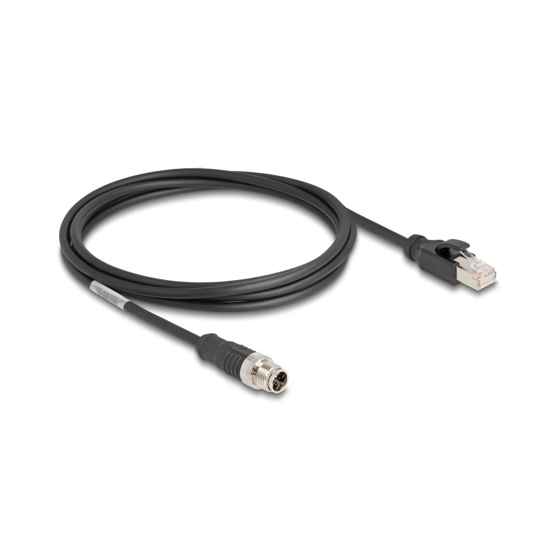 Delock M12 Kabel X-kodiert 8 Pin Stecker zu RJ45 Stecker PVC 2 m