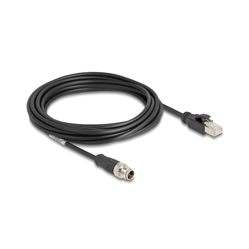 Delock M12 Kabel X-kodiert 8 Pin Stecker zu RJ45 Stecker PVC 5 m