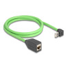 Delock RJ45 Netzwerk Verlängerungskabel Cat.6A Stecker oben gewinkelt zu Buchse SF/UTP schleppkettentauglich PUR (TPU) 1 m grün