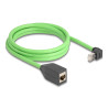 Delock RJ45 Netzwerk Verlängerungskabel Cat.6A Stecker oben gewinkelt zu Buchse SF/UTP schleppkettentauglich PUR (TPU) 2 m grün