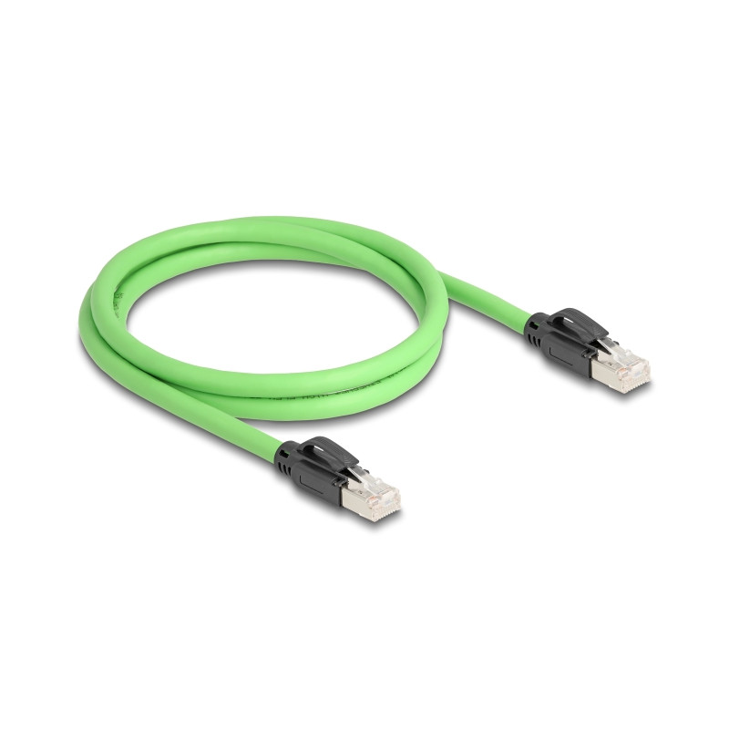 Delock RJ45 Netzwerkkabel Cat.6A Stecker zu Stecker SF/UTP schleppkettentauglich PUR (TPU) 1 m grün