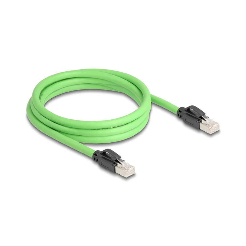 Delock RJ45 Netzwerkkabel Cat.6A Stecker zu Stecker SF/UTP schleppkettentauglich PUR (TPU) 2 m grün