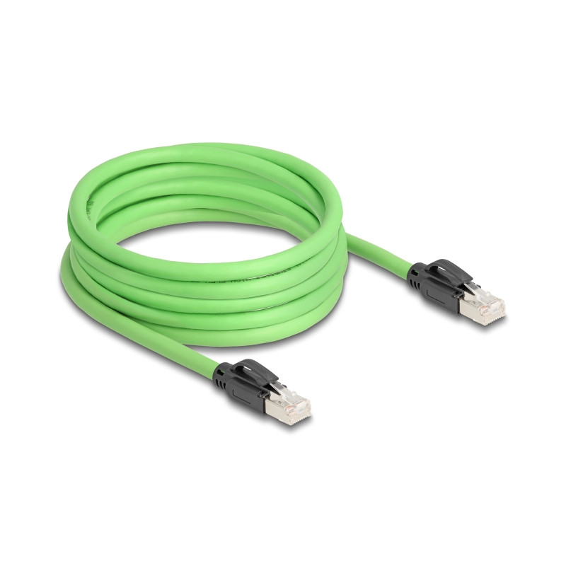 Delock RJ45 Netzwerkkabel Cat.6A Stecker zu Stecker SF/UTP schleppkettentauglich PUR (TPU) 5 m grün