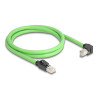 Delock RJ45 Netzwerkkabel Cat.6A Stecker zu Stecker unten gewinkelt SF/UTP schleppkettentauglich PUR (TPU) 1 m grün