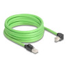 Delock RJ45 Netzwerkkabel Cat.6A Stecker zu Stecker unten gewinkelt SF/UTP schleppkettentauglich PUR (TPU) 5 m grün