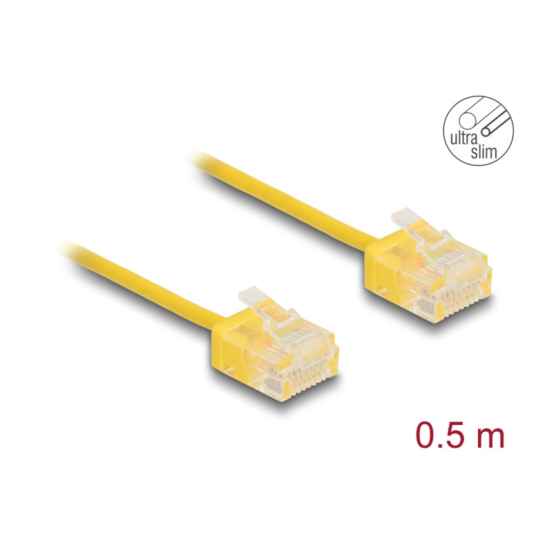 Delock RJ45 Netzwerkkabel Cat.6 UTP Ultra Slim 0,5 m gelb mit kurzen Steckern