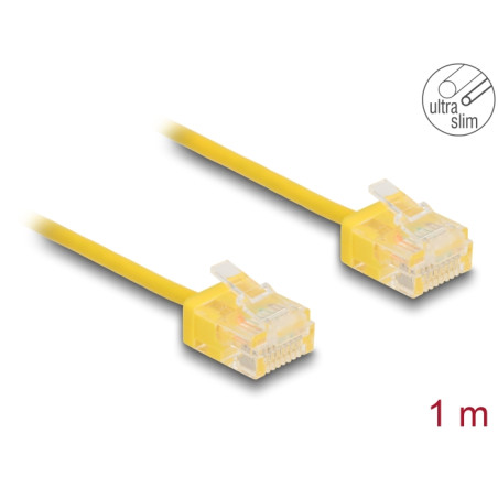 Delock RJ45 Netzwerkkabel Cat.6 UTP Ultra Slim 1 m gelb mit kurzen Steckern