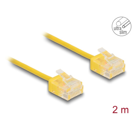Delock RJ45 Netzwerkkabel Cat.6 UTP Ultra Slim 2 m gelb mit kurzen Steckern