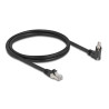 Delock GigE Kamera Kabel RJ45 Stecker 45° gedreht und 90° gewinkelt mit Schrauben zu RJ45 Stecker Cat.6 S/FTP 1 m schwarz