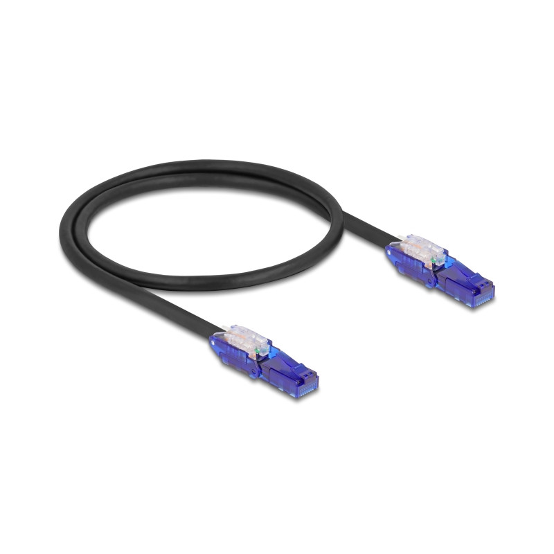 Delock RJ45 Netzwerkkabel Cat.6 UTP mit 180° winkelbaren Steckern schwarz 0,5 m