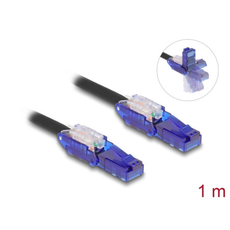 Delock RJ45 Netzwerkkabel Cat.6 UTP mit 180° winkelbaren Steckern schwarz 1 m
