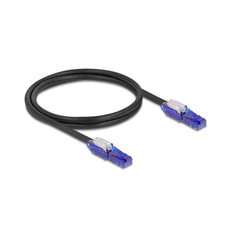 Delock RJ45 Netzwerkkabel Cat.6 UTP mit 180° winkelbaren Steckern schwarz 1 m