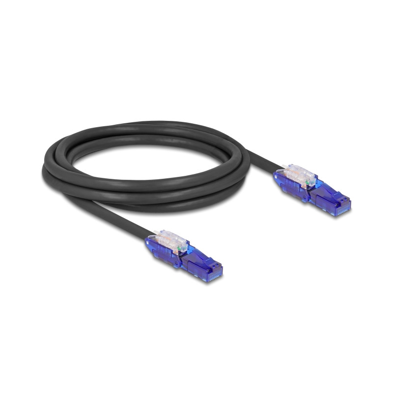 Delock RJ45 Netzwerkkabel Cat.6 UTP mit 180° winkelbaren Steckern schwarz 2 m
