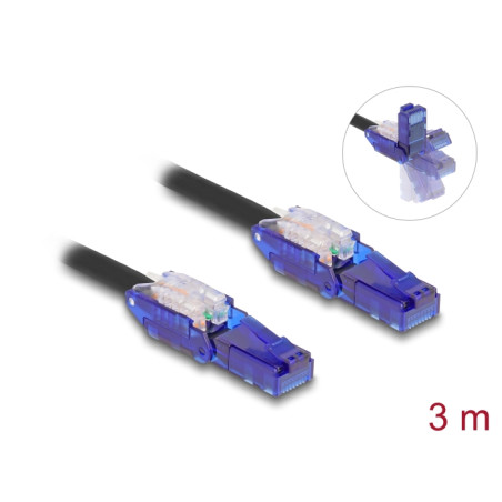 Delock RJ45 Netzwerkkabel Cat.6 UTP mit 180° winkelbaren Steckern schwarz 3 m