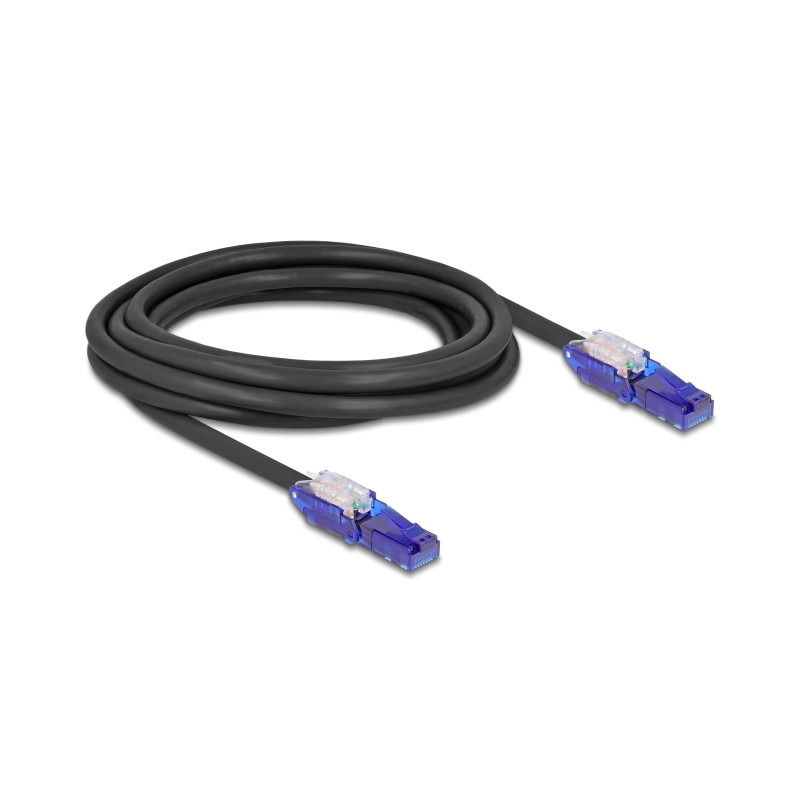 Delock RJ45 Netzwerkkabel Cat.6 UTP mit 180° winkelbaren Steckern schwarz 3 m