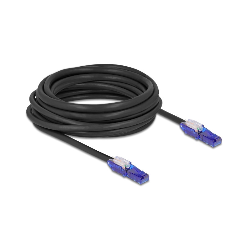 Delock RJ45 Netzwerkkabel Cat.6 UTP mit 180° winkelbaren Steckern schwarz 7,5 m