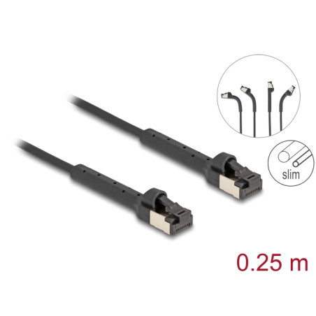 Delock RJ45 Slim Netzwerkkabel Cat.6A U/FTP winkelbar schwarz 0,25 m