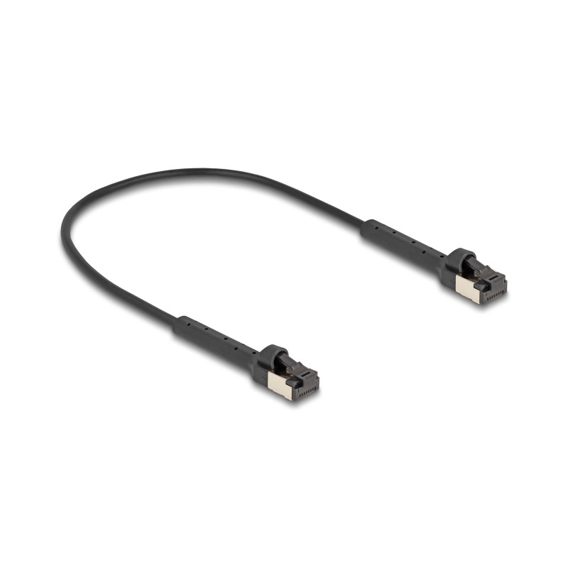 Delock RJ45 Slim Netzwerkkabel Cat.6A U/FTP winkelbar schwarz 0,25 m