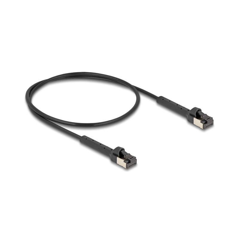 Delock RJ45 Slim Netzwerkkabel Cat.6A U/FTP winkelbar schwarz 0,5 m