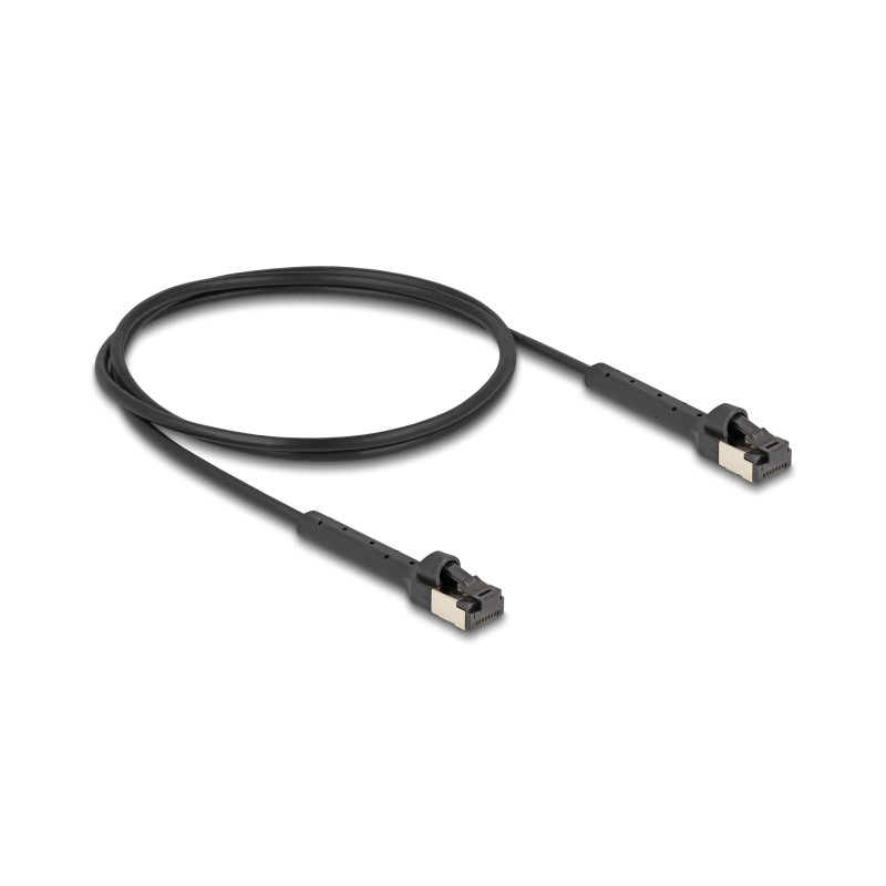 Delock RJ45 Slim Netzwerkkabel Cat.6A U/FTP winkelbar schwarz 1 m