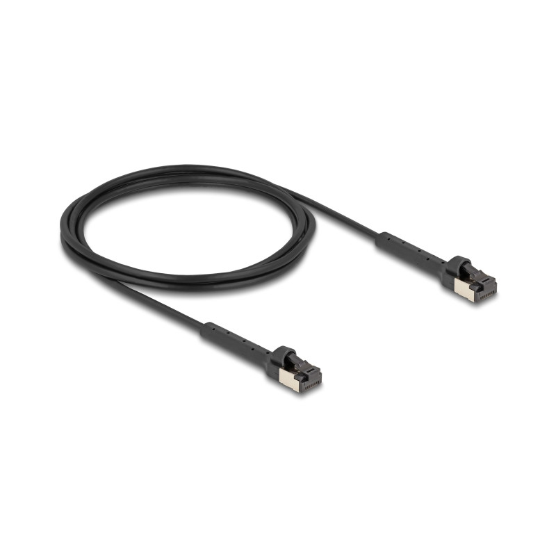 Delock RJ45 Slim Netzwerkkabel Cat.6A U/FTP winkelbar schwarz 2 m