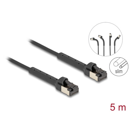 Delock RJ45 Slim Netzwerkkabel Cat.6A U/FTP winkelbar schwarz 5 m