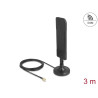 Delock WiFi 5,8 GHz Antenne RP-SMA Stecker 3 dBi omnidirektional mit Anschlusskabel RG-174 3 m mit Kippgelenk mit magnetischem S