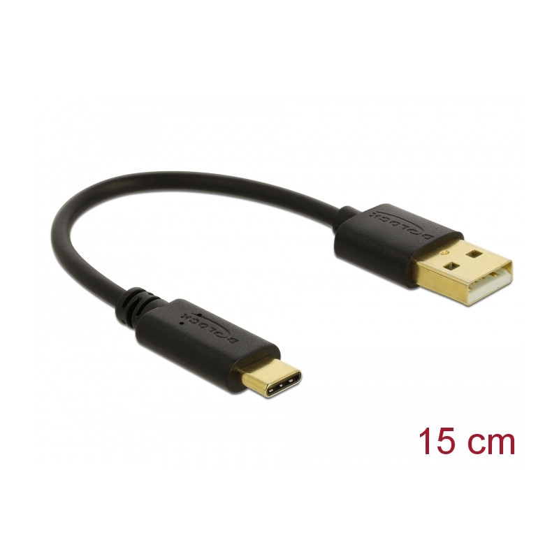 Delock USB Ladekabel Typ-A zu USB Type-C™ 3 A 15 cm