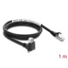 Delock GigE Kamera Kabel RJ45 Stecker 90° gewinkelt mit Schrauben, Steckerlänge 28 mm zu RJ45 Stecker Cat.6 S/FTP 1 m schwarz