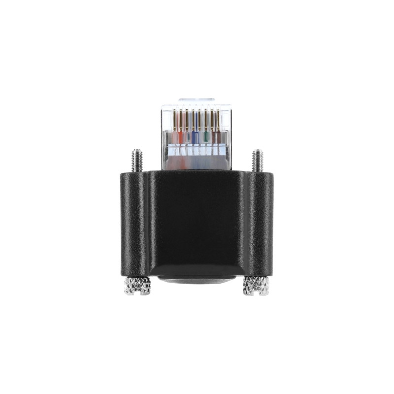Delock GigE Kamera Kabel RJ45 Stecker 90° gewinkelt mit Schrauben, Steckerlänge 28 mm zu RJ45 Stecker Cat.6 S/FTP 10 m schwarz