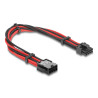 Delock Verlängerungskabel 8 Pin Stecker zu 6 + 2 Pin PCIe Buchse Textilummantelung rot-schwarz 30 cm