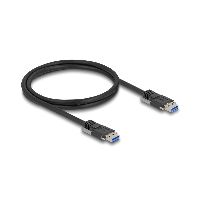 Delock USB 5 Gbps Kabel Typ-A Stecker zu Typ-A Stecker mit Schraubenabstand 19 mm 1 m schwarz