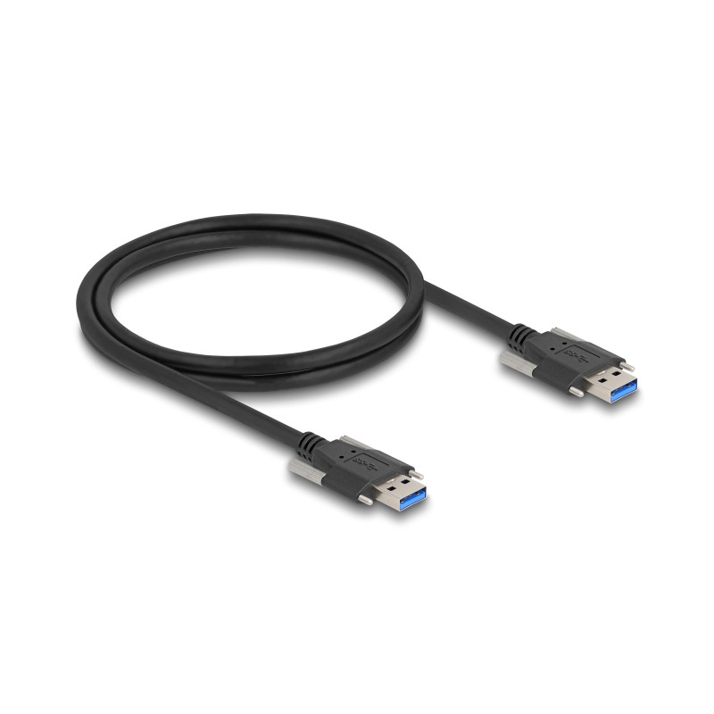 Delock USB 5 Gbps Kabel Typ-A Stecker zu Typ-A Stecker mit Schraubenabstand 22 mm 1 m schwarz