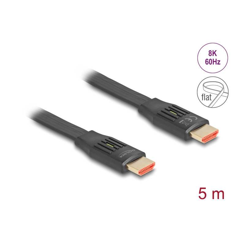 Delock High Speed HDMI Flachbandkabel 48 Gbps 8K 60 Hz 5 m