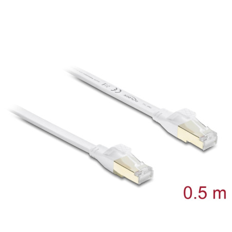 Delock RJ45 Flachband Patchkabel Cat.8.1 U/FTP bis 40 Gbps 0,5 m weiß