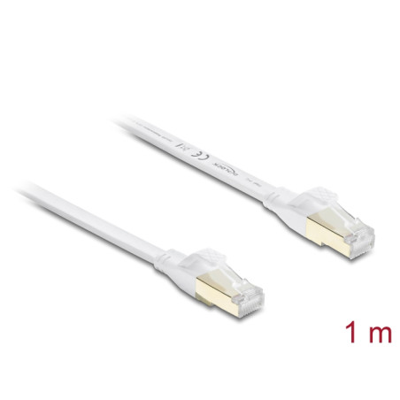 Delock RJ45 Flachband Patchkabel Cat.8.1 U/FTP bis 40 Gbps 1 m weiß