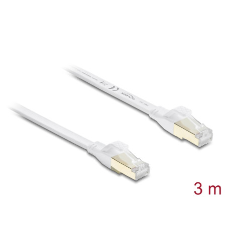 Delock RJ45 Flachband Patchkabel Cat.8.1 U/FTP bis 40 Gbps 3 m weiß