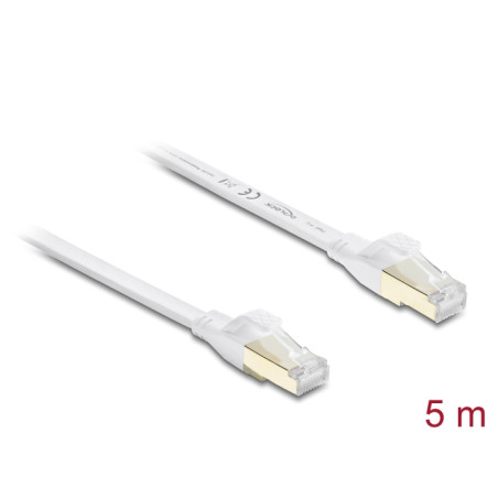 Delock RJ45 Flachband Patchkabel Cat.8.1 U/FTP bis 40 Gbps 5 m weiß