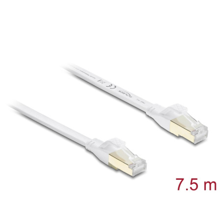 Delock RJ45 Flachband Patchkabel Cat.8.1 U/FTP bis 40 Gbps 7,5 m weiß