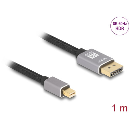 Delock Mini DisplayPort zu DisplayPort Kabel 8K 60 Hz 1 m grau Metall ohne Einrastfunktion
