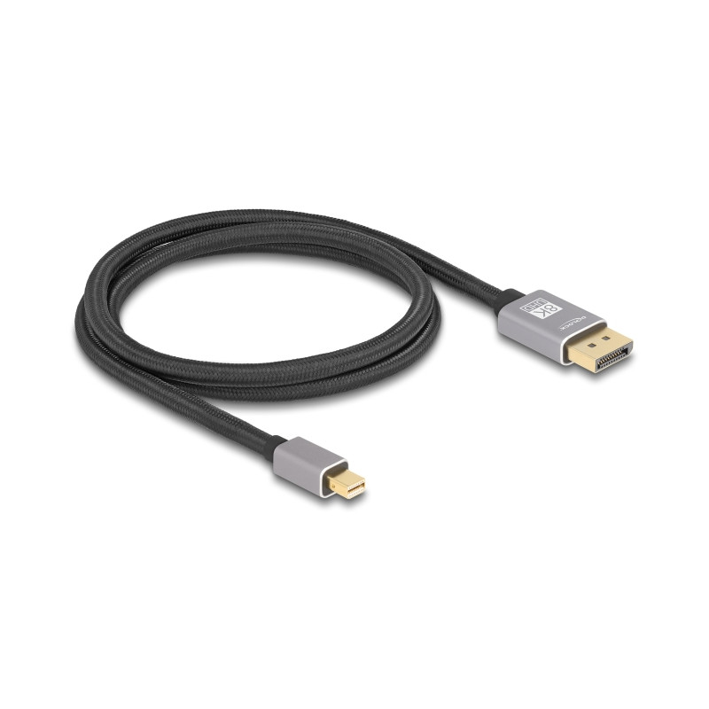 Delock Mini DisplayPort zu DisplayPort Kabel 8K 60 Hz 1 m grau Metall ohne Einrastfunktion