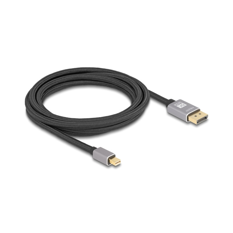 Delock Mini DisplayPort zu DisplayPort Kabel 8K 60 Hz 3 m grau Metall ohne Einrastfunktion