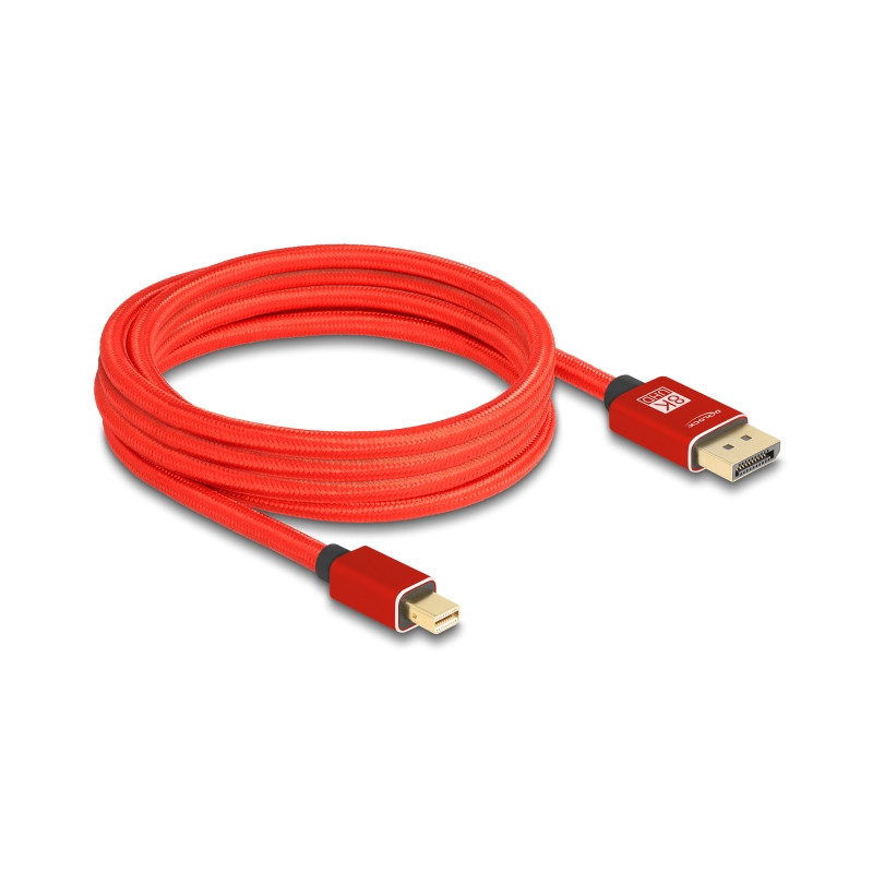 Delock Mini DisplayPort zu DisplayPort Kabel 8K 60 Hz 3 m rot Metall ohne Einrastfunktion